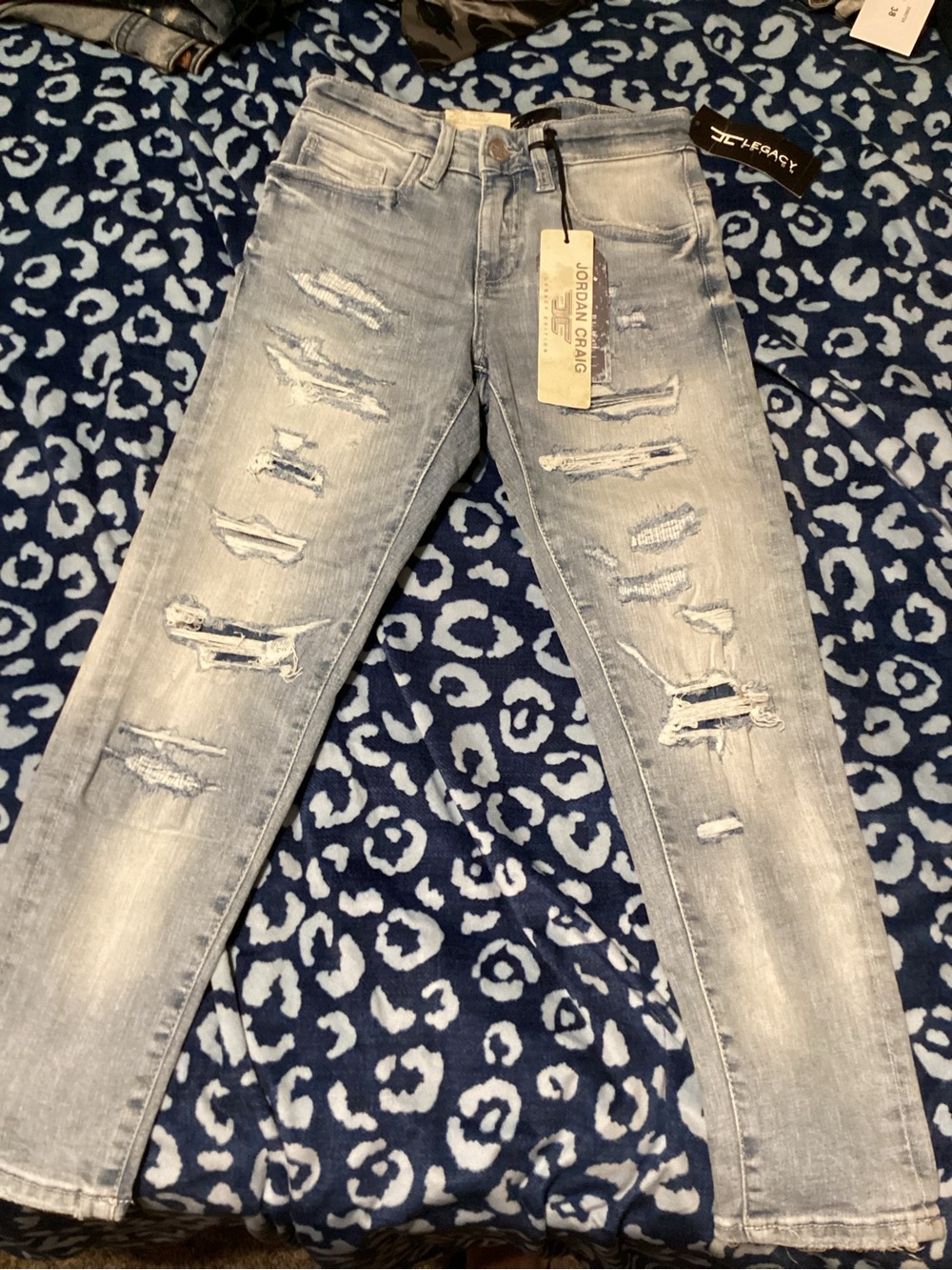 Jordan Craig Light Blue Distressed Skinny Jeans